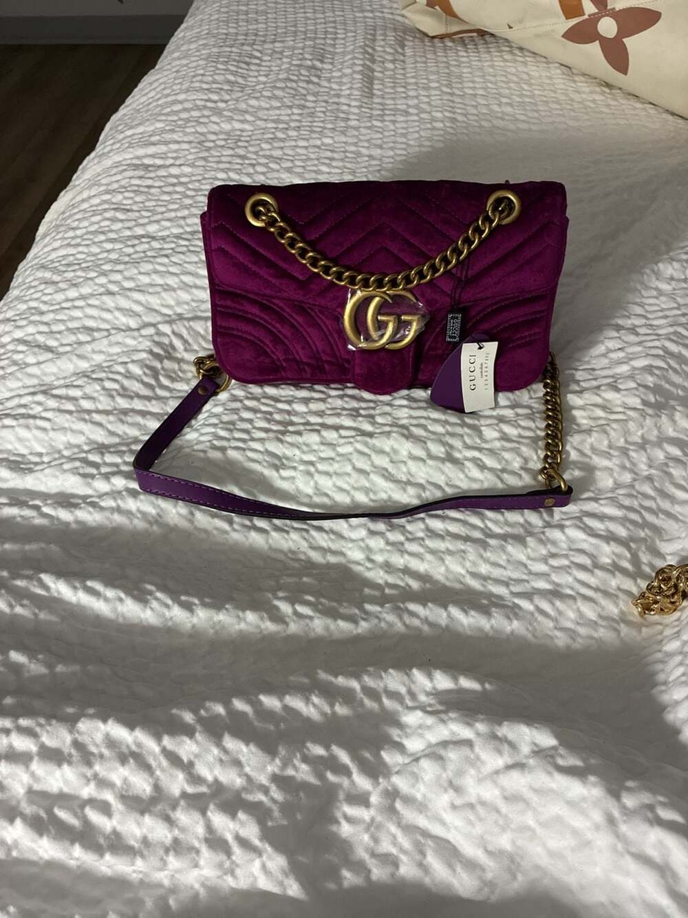 Gucci GG Marmont Velvet Shoulder Bag Purple